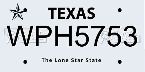 WPH5753 Texas License Plate