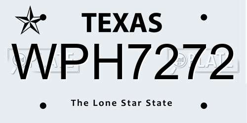 WPH7272 Texas License Plate