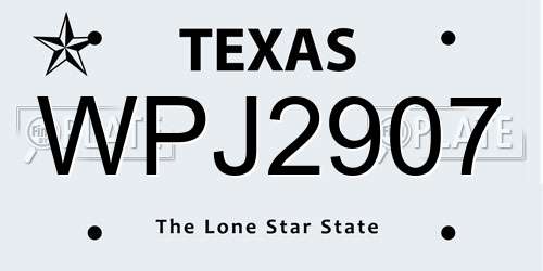 WPJ2907 Texas License Plate
