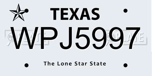 WPJ5997 Texas License Plate
