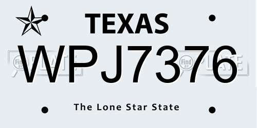 WPJ7376 Texas License Plate