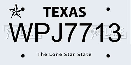 WPJ7713 Texas License Plate