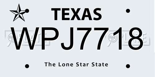 WPJ7718 Texas License Plate