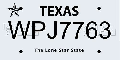WPJ7763 Texas License Plate