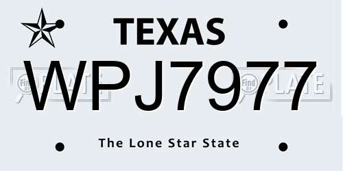 WPJ7977 Texas License Plate