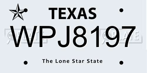 WPJ8197 Texas License Plate