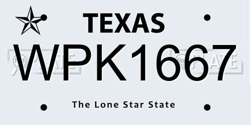 WPK1667 Texas License Plate
