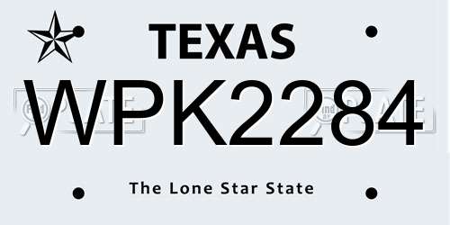 WPK2284 Texas License Plate