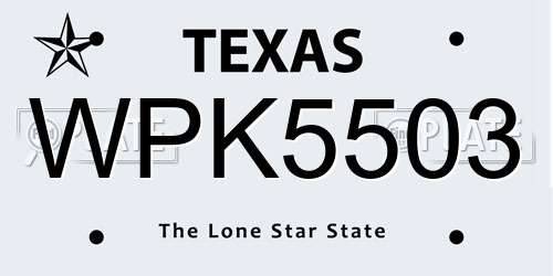 WPK5503 Texas License Plate