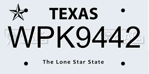 WPK9442 Texas License Plate