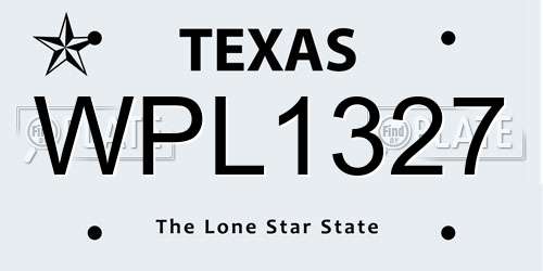 WPL1327 Texas License Plate