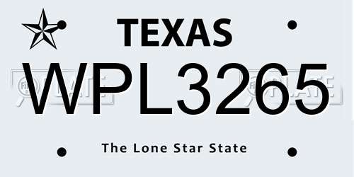 WPL3265 Texas License Plate