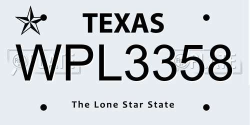 WPL3358 Texas License Plate