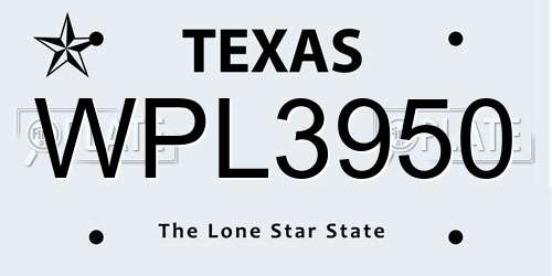 WPL3950 Texas License Plate