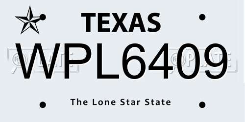 WPL6409 Texas License Plate