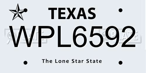 WPL6592 Texas License Plate
