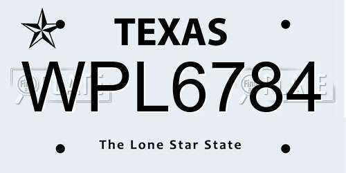 WPL6784 Texas License Plate