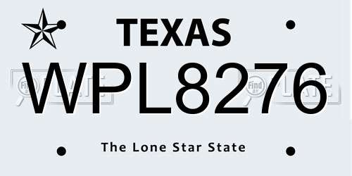 WPL8276 Texas License Plate