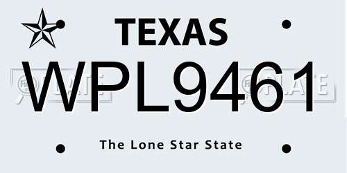 WPL9461 Texas License Plate