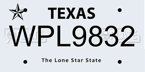 WPL9832 Texas License Plate