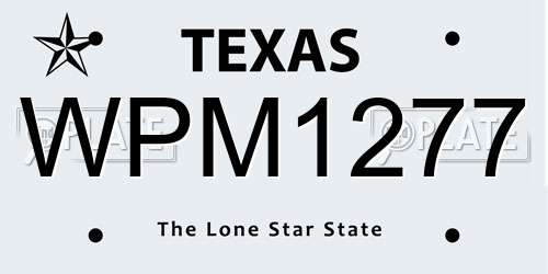 WPM1277 Texas License Plate
