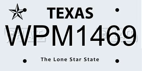 WPM1469 Texas License Plate