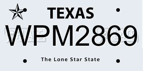 WPM2869 Texas License Plate