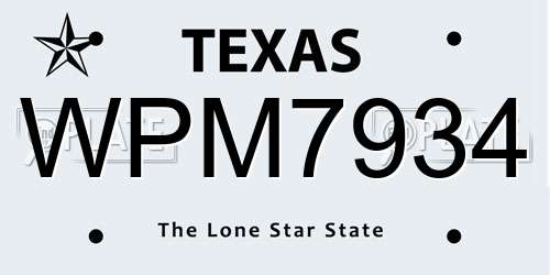 WPM7934 Texas License Plate