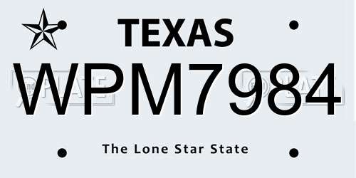 WPM7984 Texas License Plate
