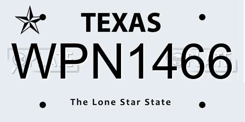 WPN1466 Texas License Plate
