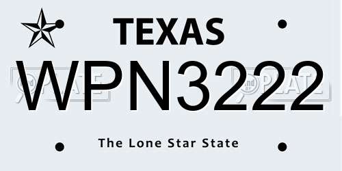 WPN3222 Texas License Plate