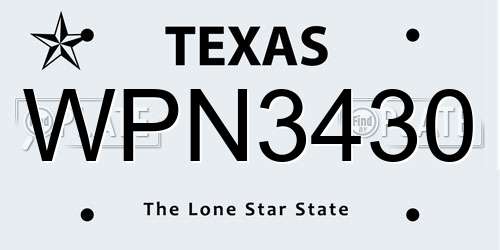 WPN3430 Texas License Plate