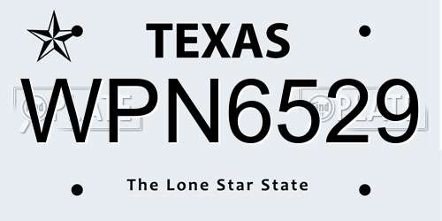 WPN6529 Texas License Plate
