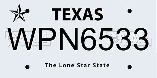 WPN6533 Texas License Plate