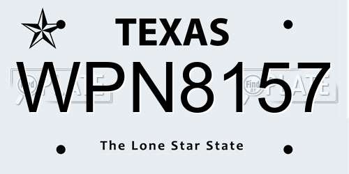 WPN8157 Texas License Plate