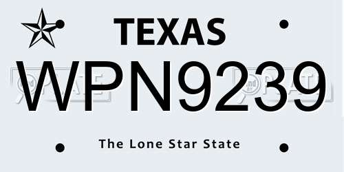 WPN9239 Texas License Plate