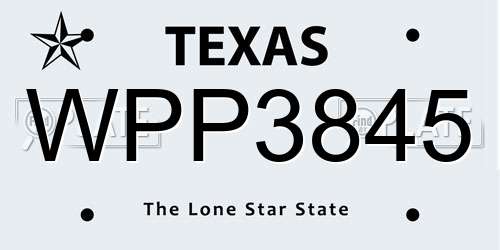 WPP3845 Texas License Plate
