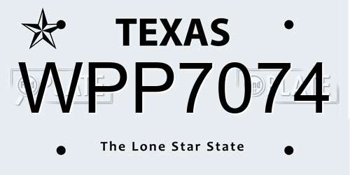 WPP7074 Texas License Plate