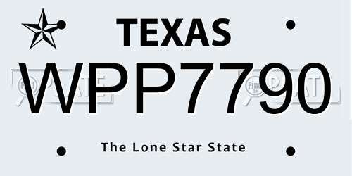 WPP7790 Texas License Plate