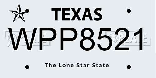 WPP8521 Texas License Plate