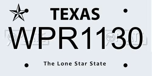 WPR1130 Texas License Plate