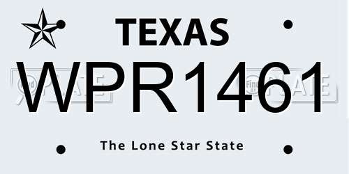 WPR1461 Texas License Plate