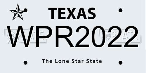 WPR2022 Texas License Plate