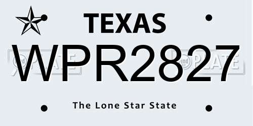WPR2827 Texas License Plate