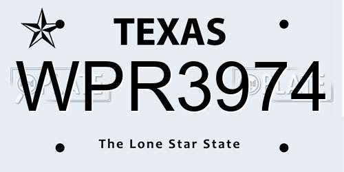 WPR3974 Texas License Plate
