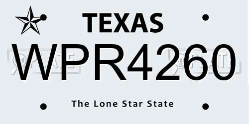 WPR4260 Texas License Plate