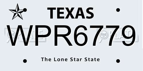 WPR6779 Texas License Plate