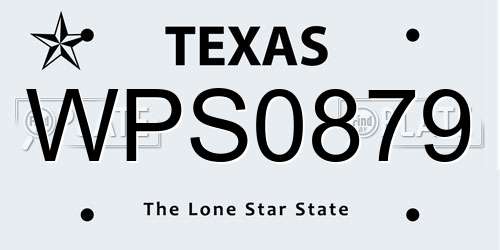 WPS0879 Texas License Plate