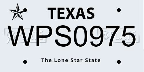WPS0975 Texas License Plate