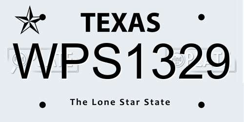 WPS1329 Texas License Plate